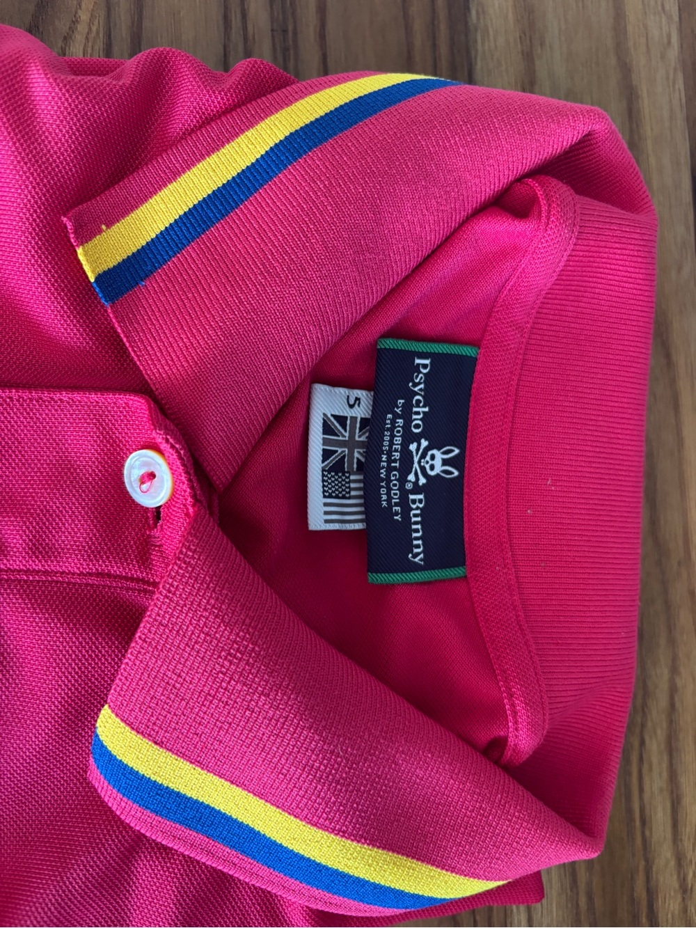 Psycho Bunny Hot Pink Stripe Collar Polo